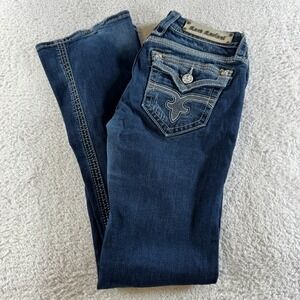 Rock Revival Maggie Boot Cut Jeans Dark Wash Embellished Bling Size 29x32 Women